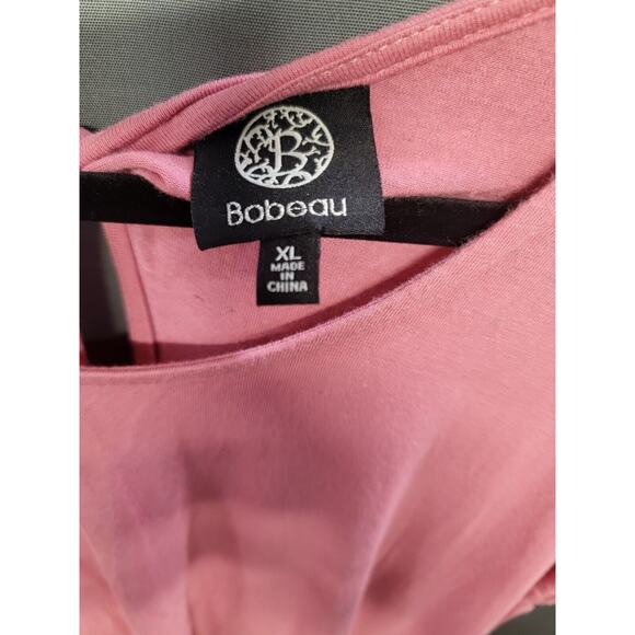 Bobeau T-Shirt Top Scoop Neck Tee Cut Out Back Flutter Set Pink Size 1X B29.1 - Picture 2 of 4